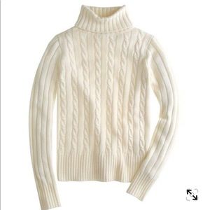 J. Crew Ivory Cable-Knit Turtleneck Sweater | L